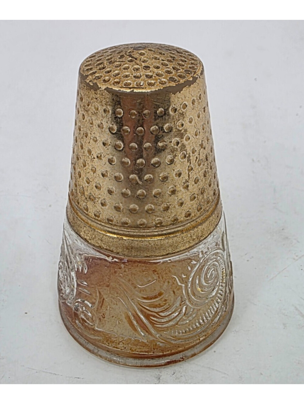 Vtg Avon Golden Thimble Empty Decanter Vanity Decor Collectible